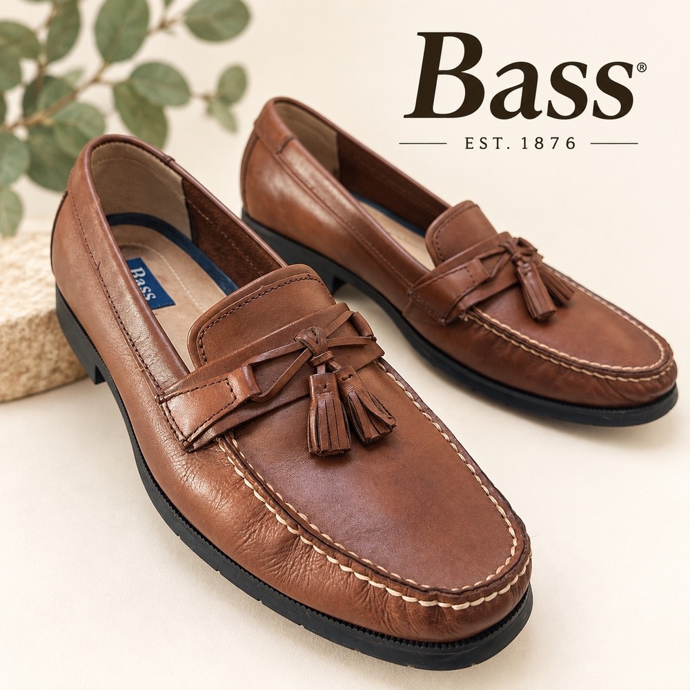 Bass Adams II Brown Leather Tassel Kiltie Loafers Mens Size 12M